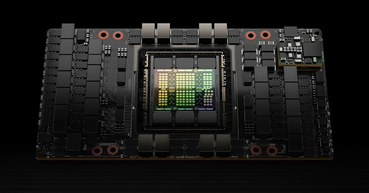 Official NVIDIA product render of the H100 Tensor Core GPU module