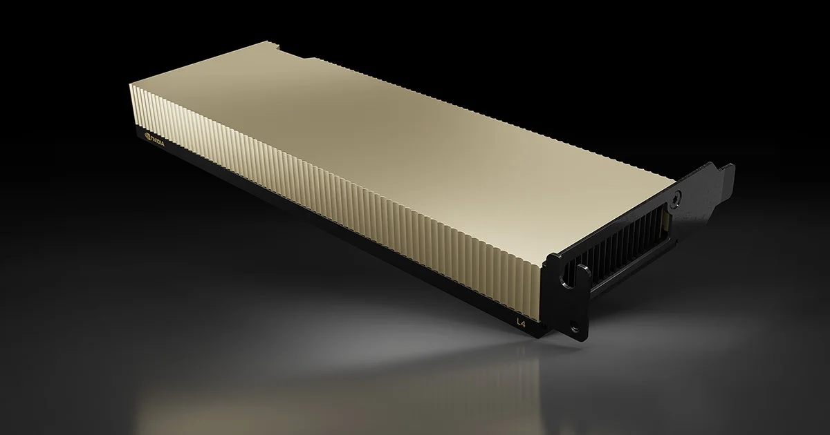 Official NVIDIA product render of the low-profile L4 accelerator
